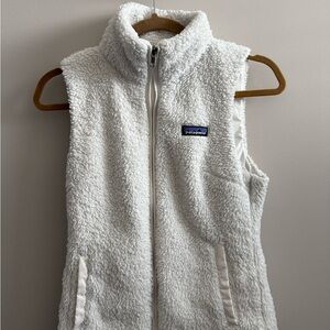 Patagonia White Sherpa Fleece Vest - Zip Front - Womens XS